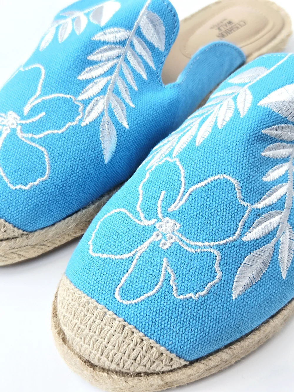 Cushion Walk Avon Embroidered Espadrille Mule Slides Blue Size 8 NEW